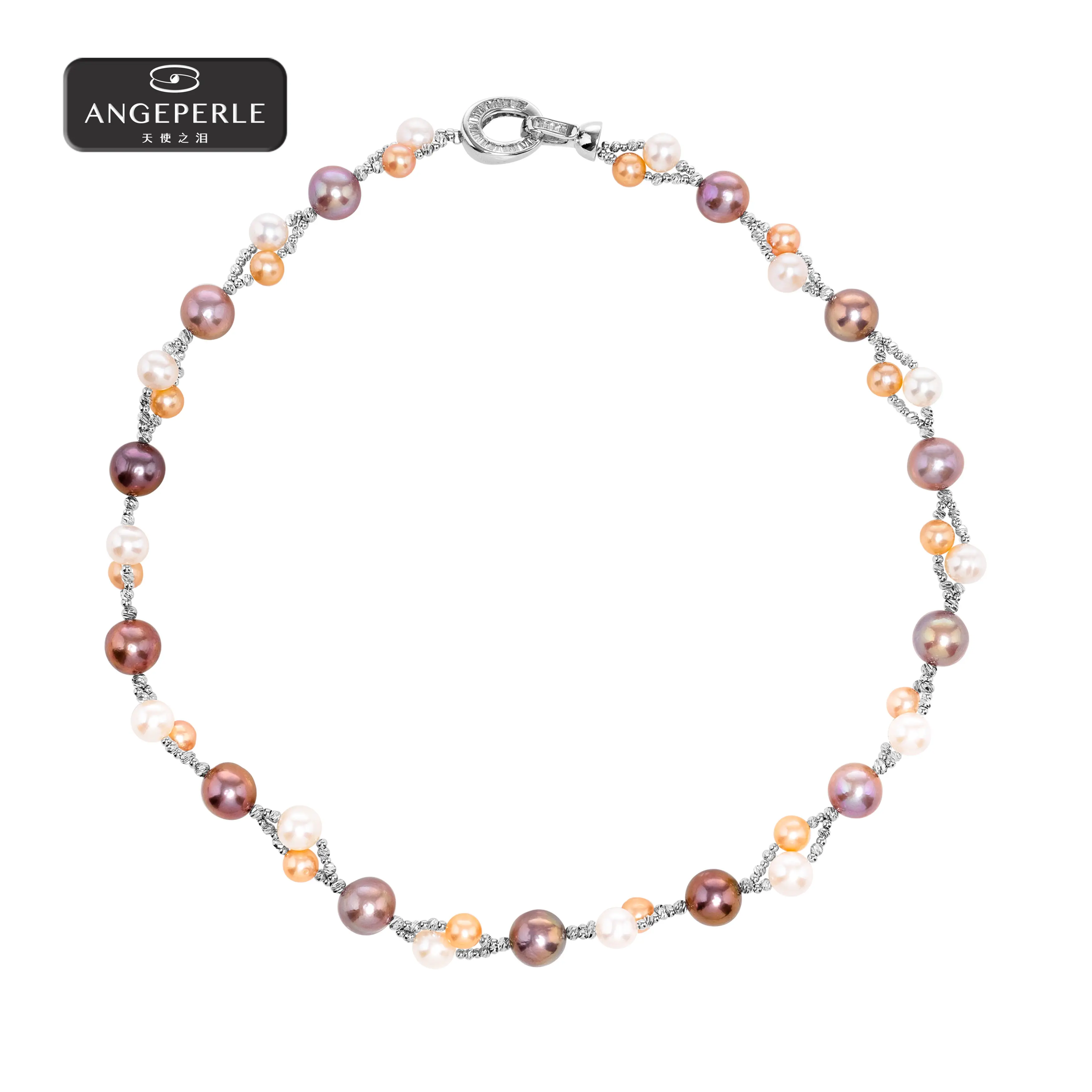 an GE Perle alloy freshwater Pearl Edison San floral necklace bracelet two-piece set 6-7/7.3-8.3/9-11mm TSAW128