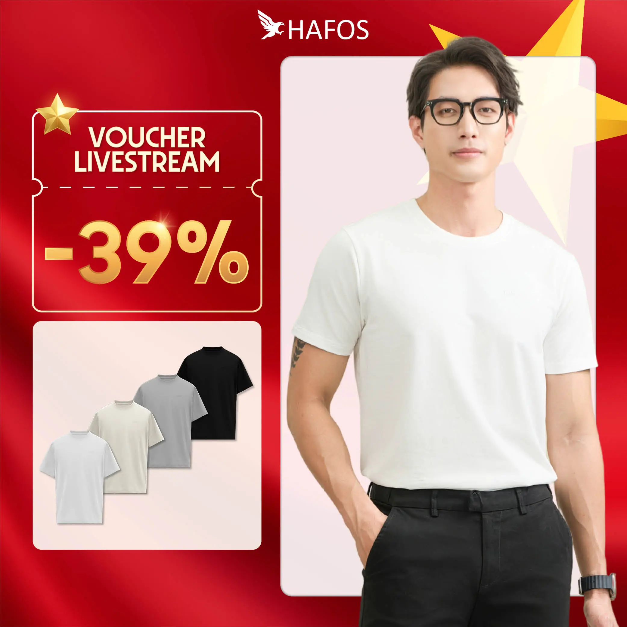 Áo thun nam Hafos BASIC cổ tròn, Áo phông nam chất Cotton Spandex,Regular Fit,ít nhăn,thoáng mát,nhiều màu dễ lựa chọn,không kén da, Menswear aothun basic