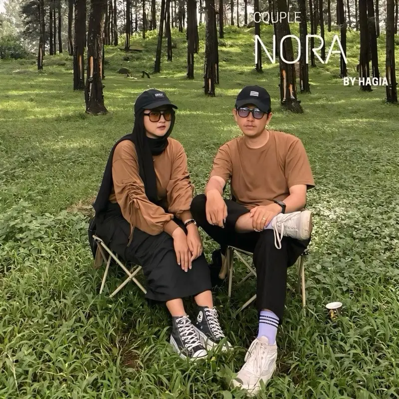 Nora couple by hagia | sudah couple blouse serut dan kaos pria bahan cotton combed super nyaman baju couple pasangan - baju couple - family matching set - kaos couple pasangan Polos