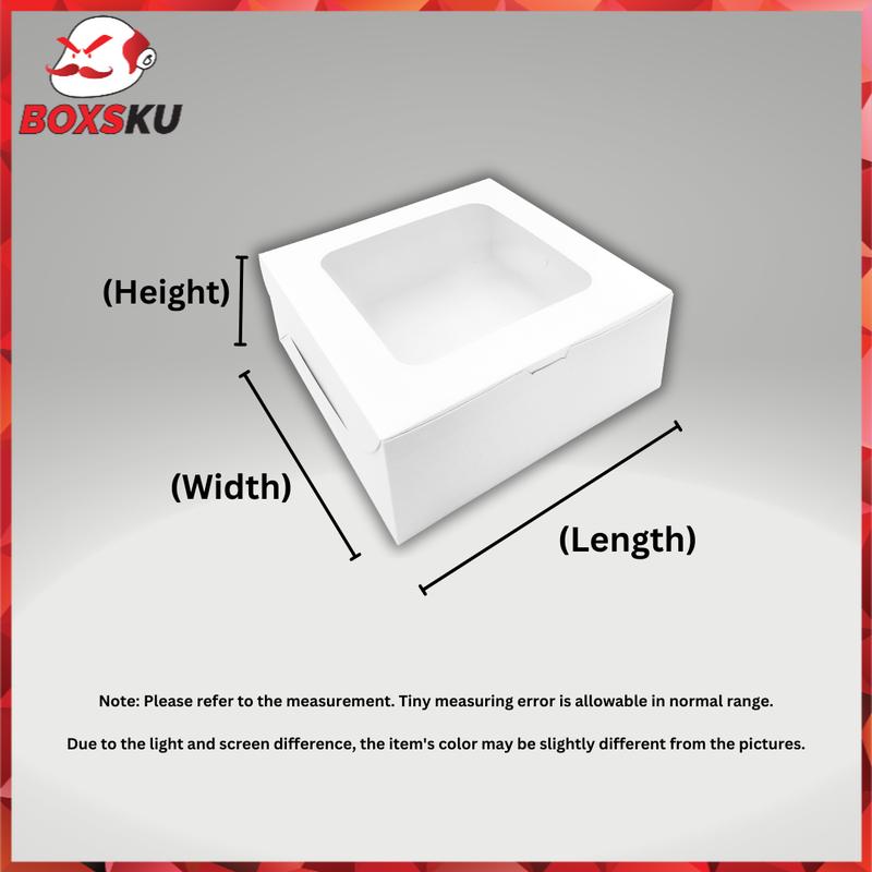 【Ready Made】Window Cake Box  Folding Box with Window Kotak Kuih Talam Kotak Kuih Lapis / Kotak Kek Tingkap Paper Office Stationery White Kitchenware