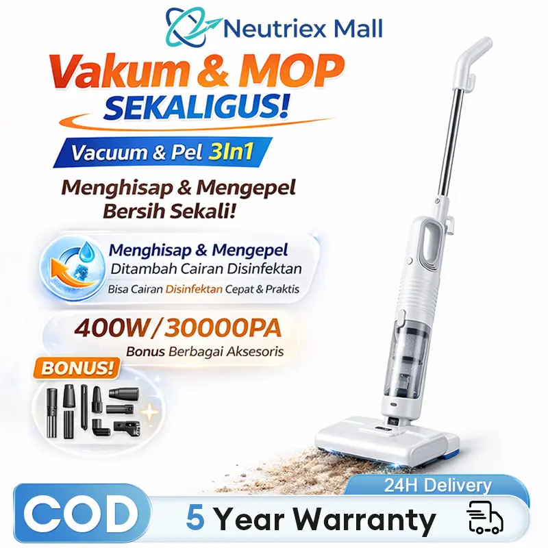 【COD】TIXX Vacuum Cleaner 9in1 Penyedot Debu 30000Pa Penyedot Debu dan Pel 2in1 Elektrik Multifungsi Lengkap Strong Suction Wet and Dry Portabel Ringkas Hemat Daya Mudah Digunakan Tahan Lama Rumah dan Mobil Bersih Maksimal Peralatan Rumah Tangga Serbaguna