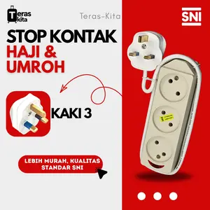 Teras-Kita Stop Kontak Haji dan Umroh Kaki 3 / Colokan Haji dan Umroh / Travel Adaptor / Stop Kontak Arab Saudi 3 Kaki