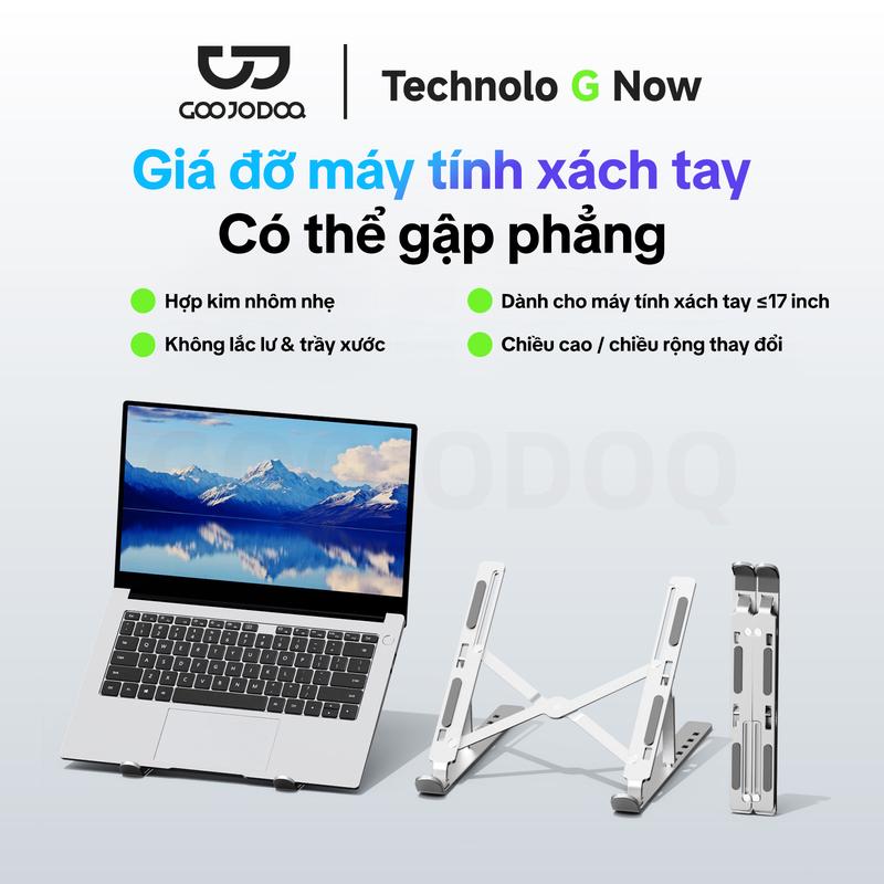 Giá đỡ máy tính xách tay, có thể gập bằng phẳng. Hộp kim nhôm nhẹ. Dành cho máy tính xách tay ≤17 inch