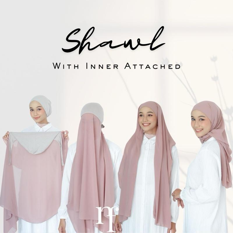 Shawl with inner attached | Chiffon | 1.8m x 0.7m
