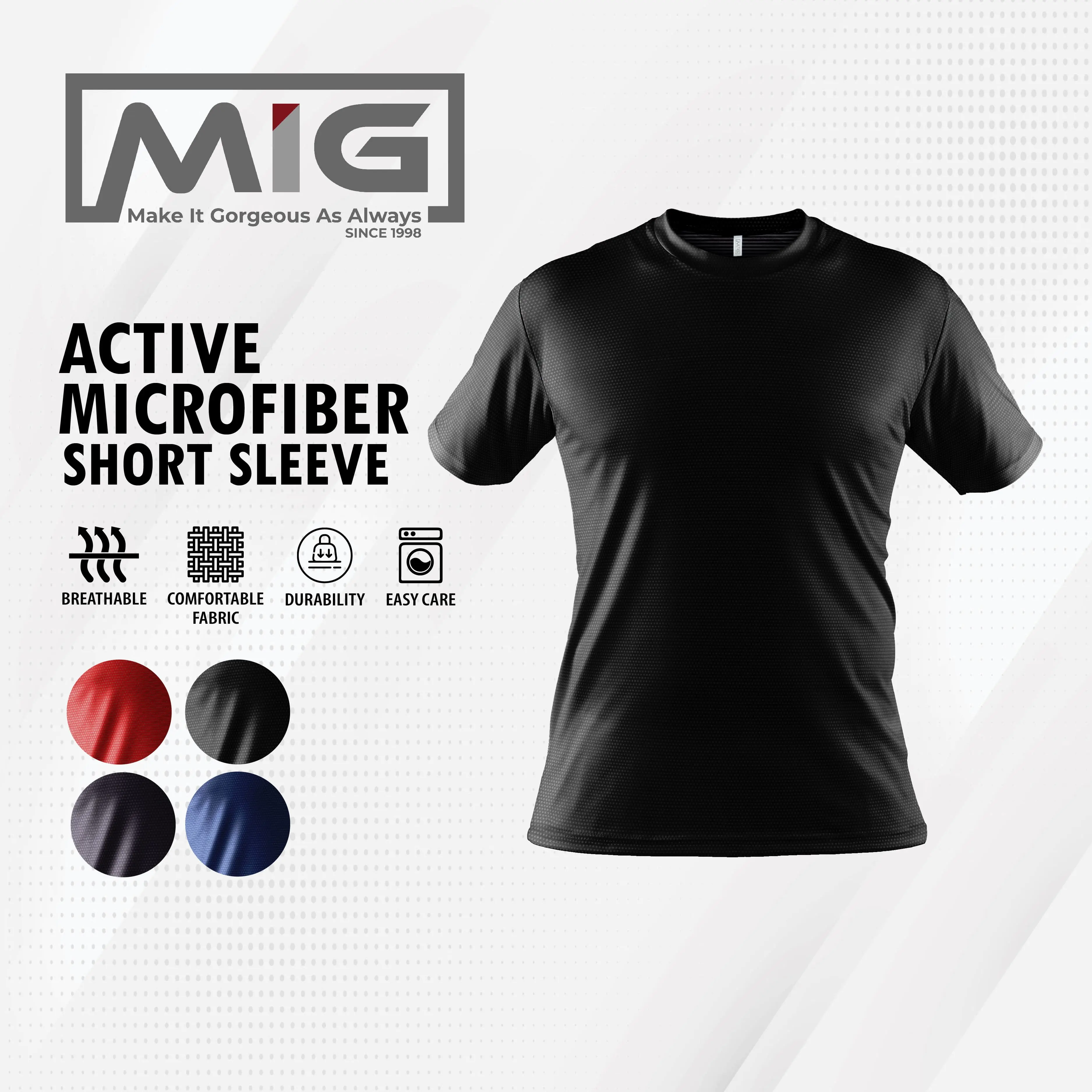 MIG Active Mircofiber Unisex 140Gsm Adult Short Sleeve Plain Tee T shirt