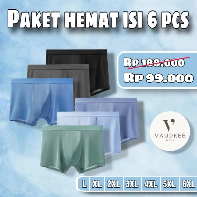 [PROMO] VAUDREÉ - PAKET HEMAT ISI 6 PCS Celana Dalam Boxer Pria Lembut Dingin Antibakteri Nyaman Dewasa Seamless