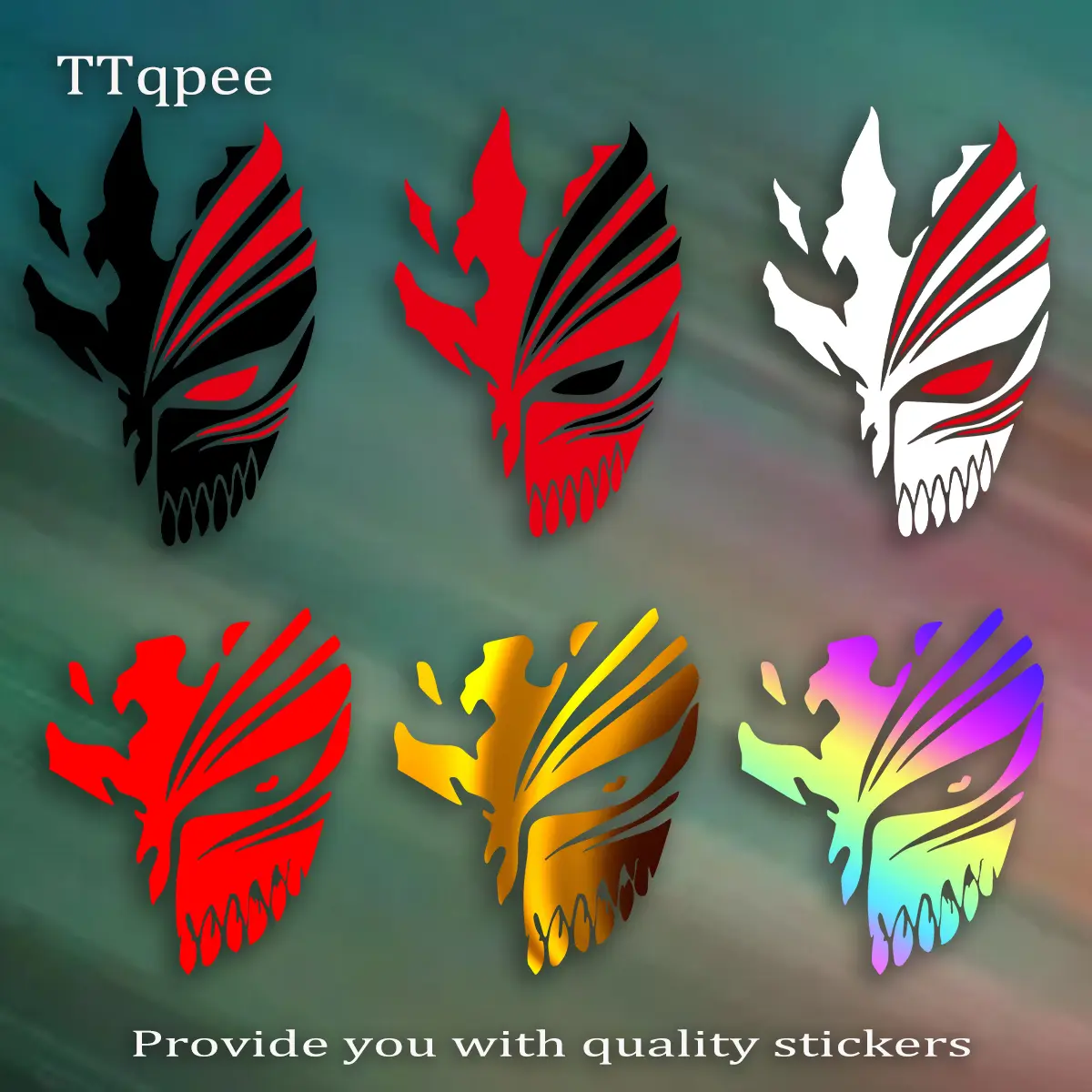 JDM Death Mask Reflective Car Sticker Japanese Anime Kurosaki ichigo vinyl Sticker Decor Helmet Motorcycle Scooter Auto Body Window Fuel Tank Cap Rear Trunk Decal Accessories
