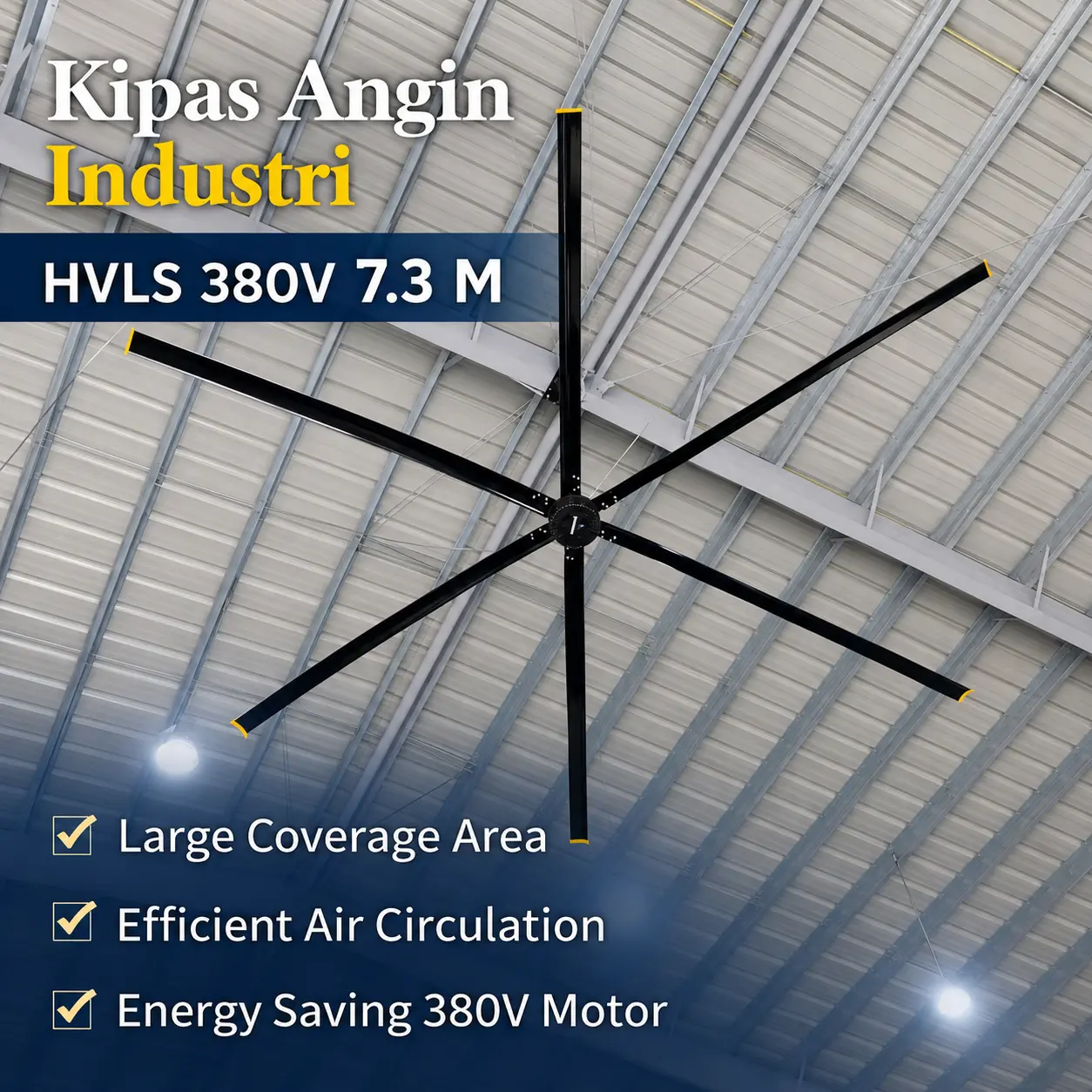 Titan Kipas Angin Gantung Plafon Industrial Fan HVLS 380V