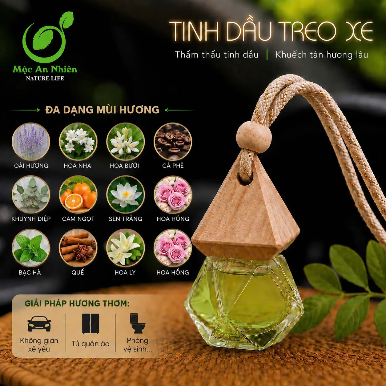 Tinh dầu treo xe Mộc An Nhiên