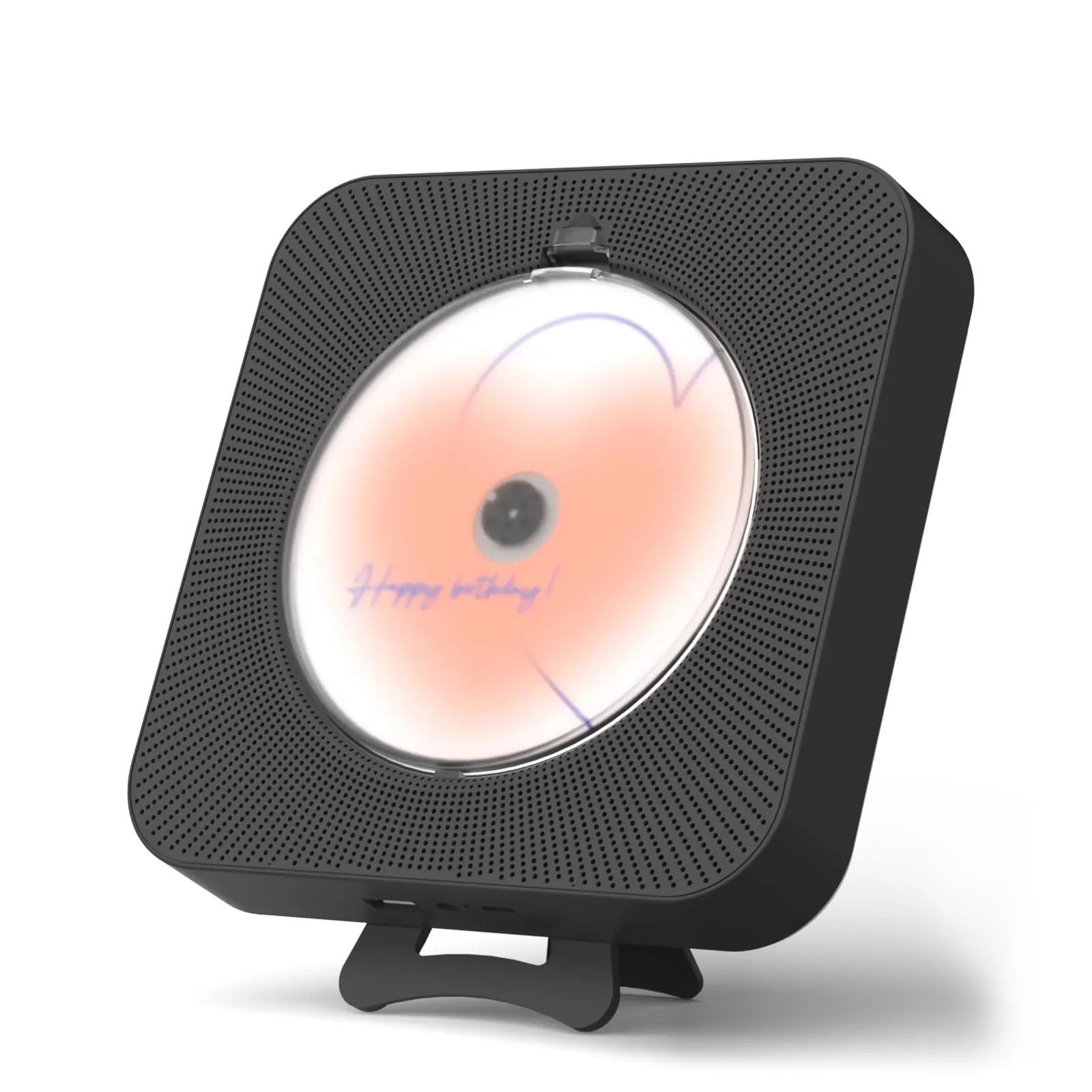 Yintiny Cute Black CD Player with Bluetooth 5.0, Rechargeable Music Player for Home Decor, Portable Lovely Music Player, Remote Control, Support AUX in Cable&USB