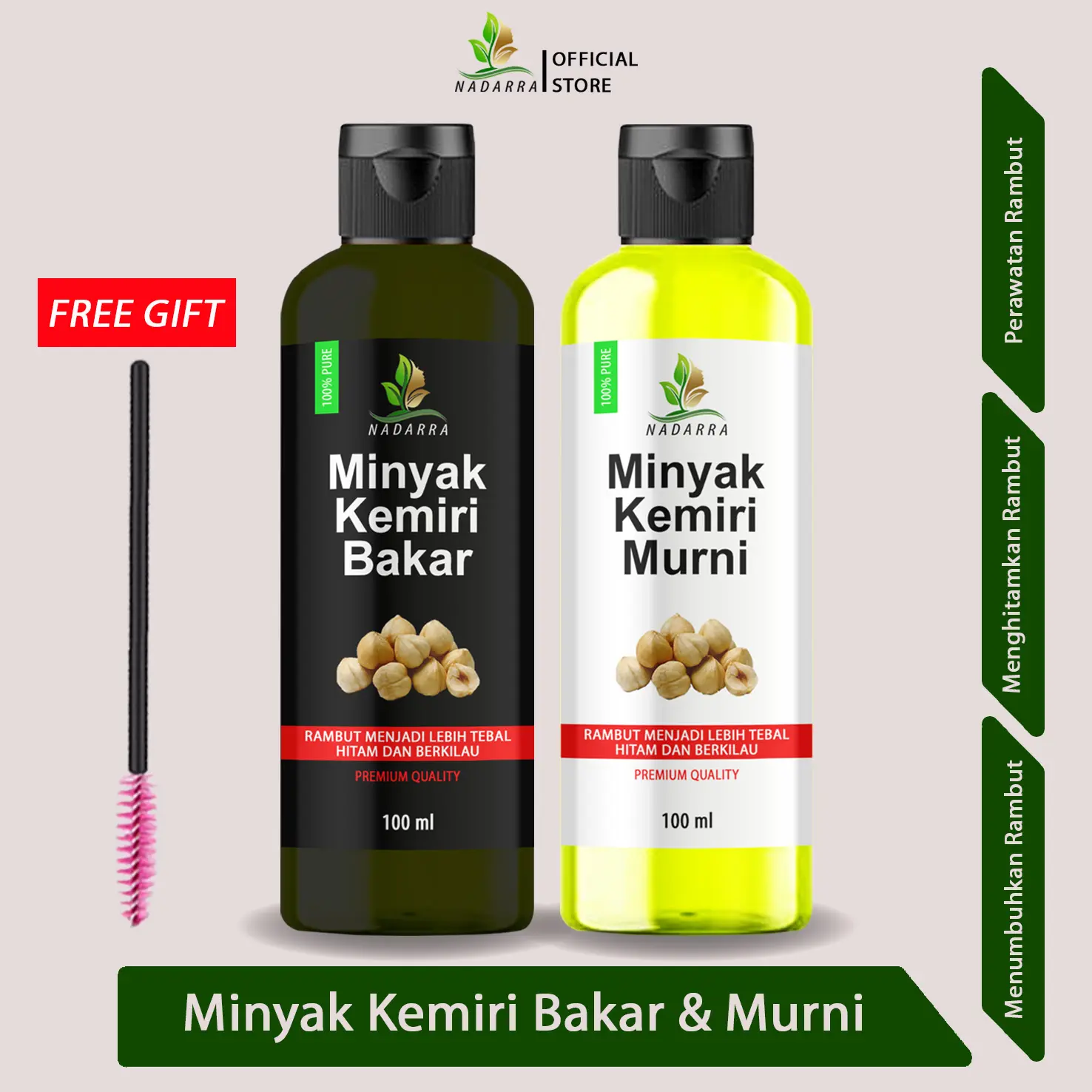 Minyak Kemiri Bakar dan Murni Penumbuh dan penghitam Rambut Haircare Perawatan Rontok