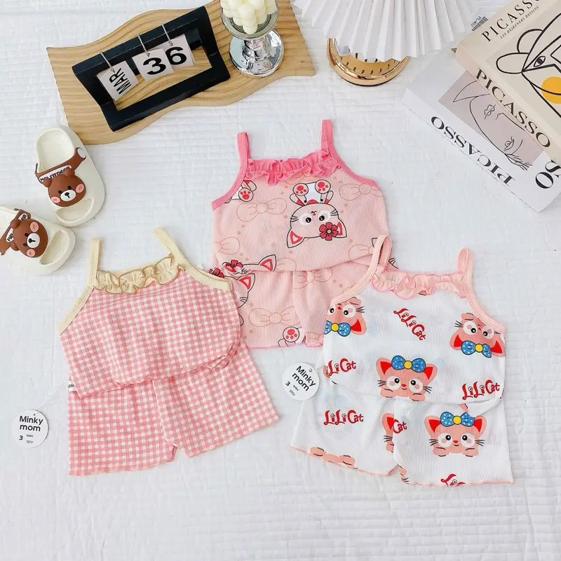 [5 TẶNG 1] Set 5 bộ (HAI DÂY-CỘC) chất liệu tăm lạnh MỀM-MÁT-MỊN-XINH cho bé gái từ 5-16kg