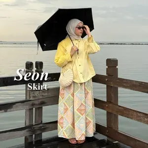SEON Skirt | Bertumbooh — Rok Rempel Motif Stripe Full Furing Big Size Friendly Bumil Friendly