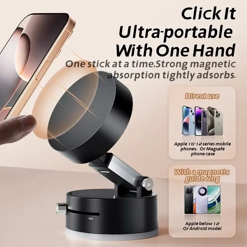 Car Mount 360° Adjustable Vacuum Magnetic Suction Cup Phone Mount, Hands-Free Magnetic Cell Phone Holder for Car/Gym/Mirror/Smoot Universal for Mobile Phones Stand Smart phone No need to charge phone  holder magsafe  car phone  holder Smartphone