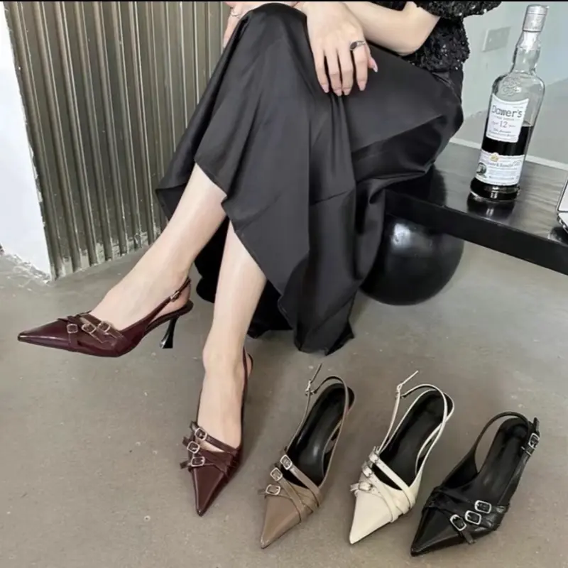 Cao gót mũi nhọn 3 khoá chéo 5p - 7p ( chuẩn size ) chân gầy mỏng lùi 1 size da bóng siêu xinh Shoes Nữ TC2