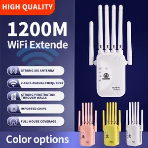 Wifi Extender / Penguat Sinyal Wifi Dual-band Gigabit 5g 1200M Baru Penguat Pintar Jaringan Nirkabel Penembus Dinding Rumah
