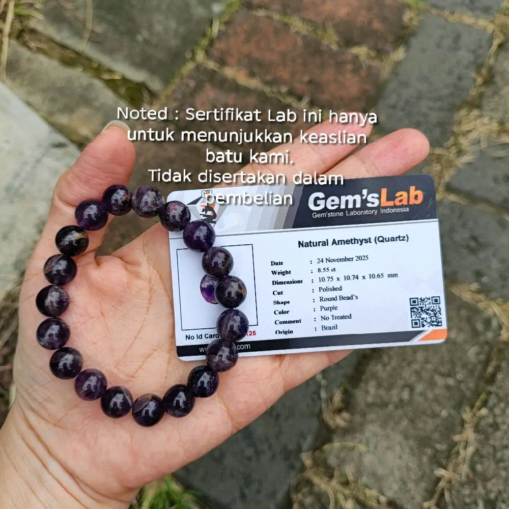 Gelang Batu Alam Kecubung Asli Amethyst Natural - Healing & Zodiak Pisces Aquarius
