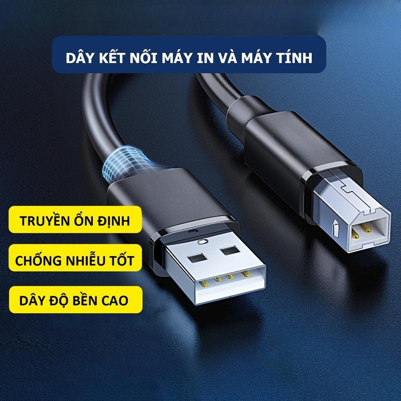 Dây cáp máy in USB 2.0 chuẩn A đực sang chuẩn B đực 3 lớp chống nhiễu, tốc độ…