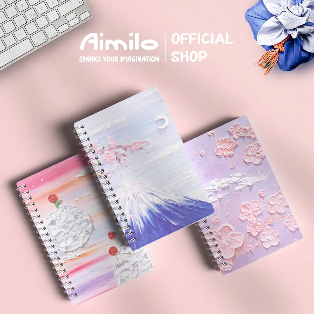 [READY] Aimilo Notebook Aesthetic Buku Diary 60 Lembar Buku Jurnal Buku Catatan Buku Note Stiker Buku Tulis Aesthetic Sekolah