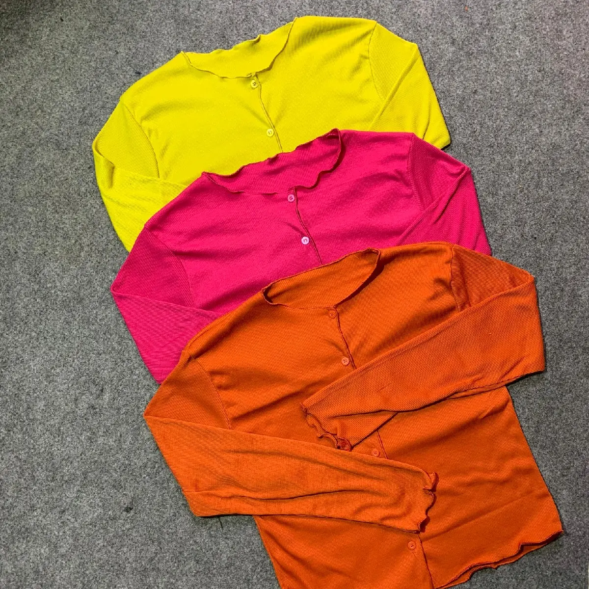 Cardigan Waffer Korean Style | Cardigan Waffer dan Rib | Cardigan Wanita Lengan Panjang | Cardigan Kancing Atasan Tebal Cewek Crop