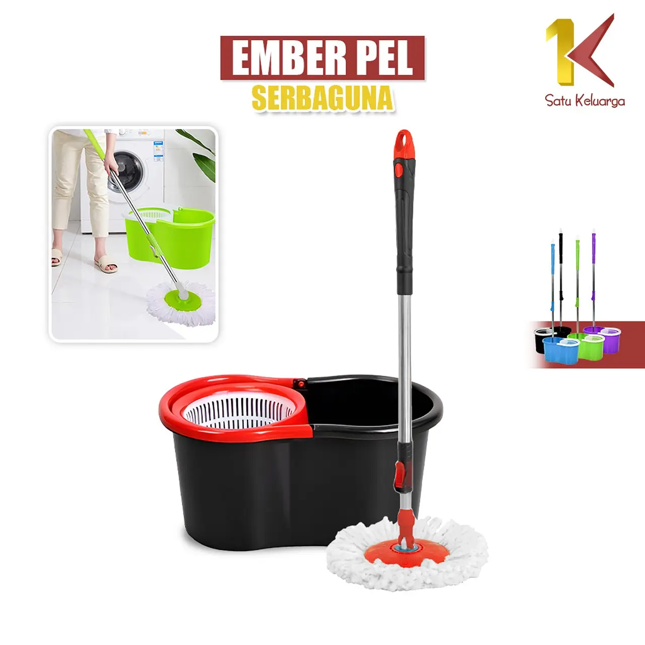 {COD] SK C526 Alat Pel Lantai Dengan Ember Serbaguna Kain Pel Alat Pembersih Lantai Putar Praktis Lembut