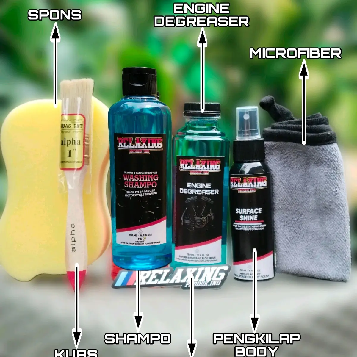 PAKET M PAKET CUCI LENGKAP ENGINE DEGRESER SHAMPO MOTOR PENGKILAP BODY SEMI COATING BY RELAXINGPRODUKIND engine  degreaser pembersih krengkes Kendaraan