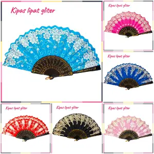 KIPAS LIPAT GLITER/KIPAS TANGAN NARI KIPAS LIPAT MEWAH KIPAS LIPAT SOUVENIR PERNIKAHAN