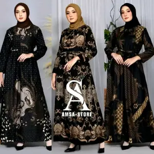 Gamis Batik Modern /  Gamis Kondangan / Busui frendly / Motif Batik Terbaru / Best seller Muslim Lebaran Syari Wanita Seragam abaya elegant High Katun Nyaman