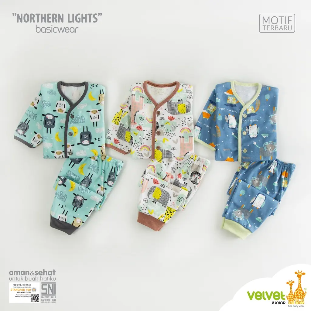 Setelan Panjang Kancing Depan Velvet Junior Northern Lights