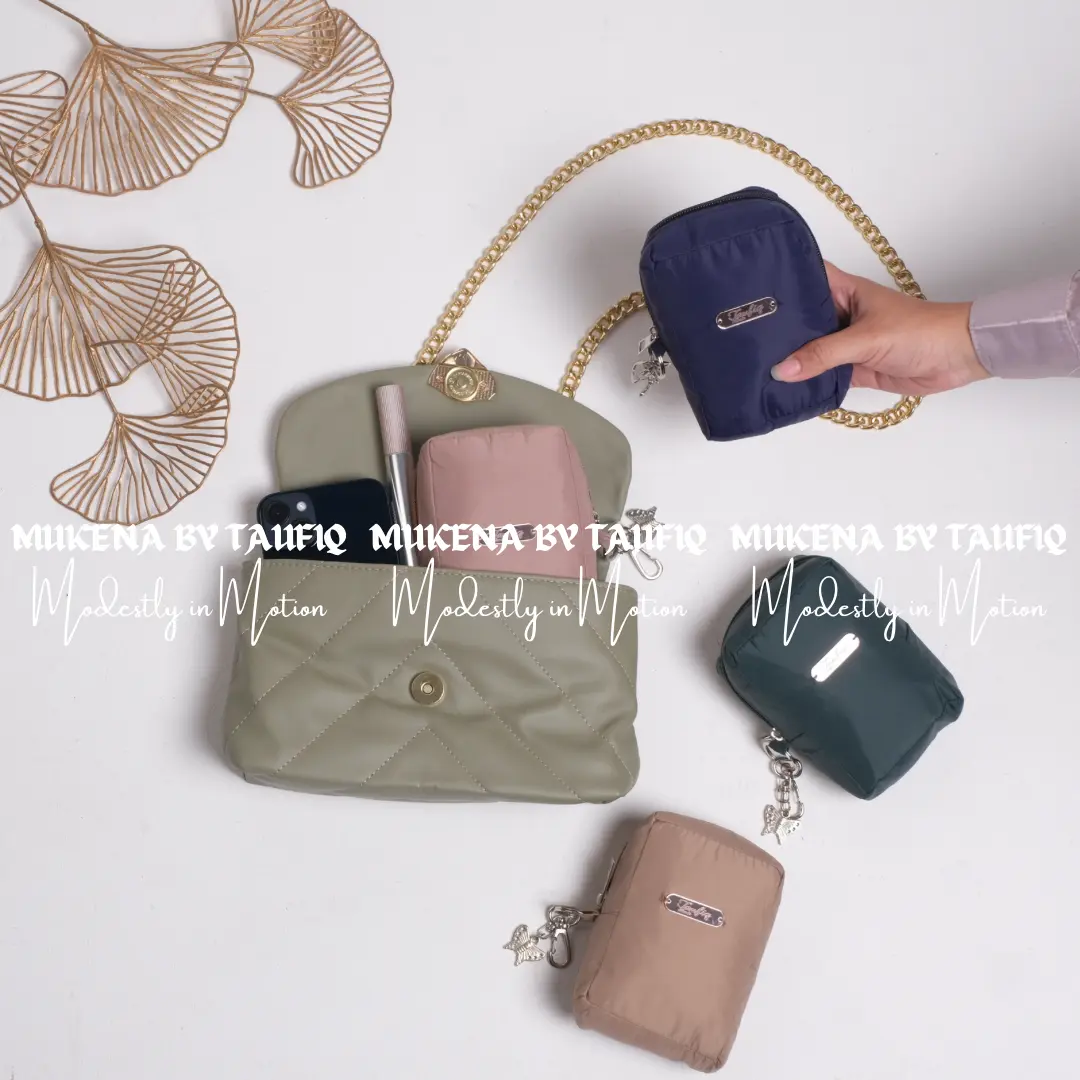 Mukena Calista Series | Mukena Travel Mini Parasut Premium Polos | Mukena Travel Pouch Dewasa Jumbo Model 2in1 Resleting Dagu Katun