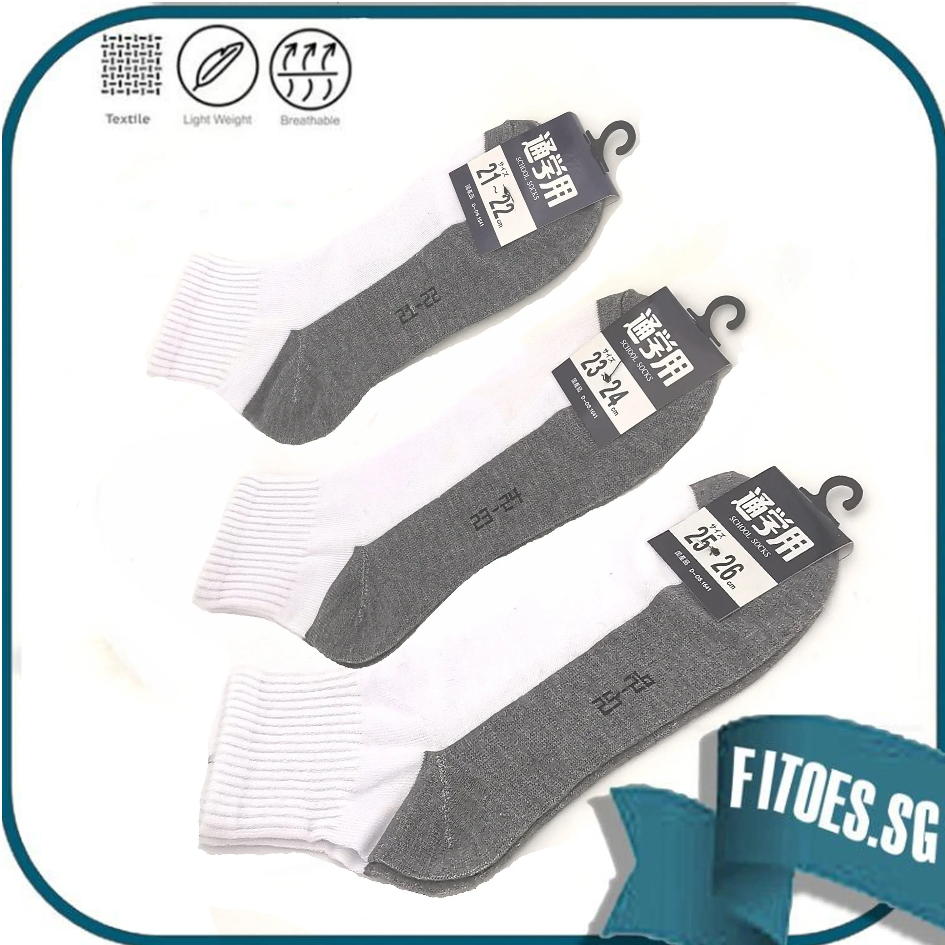 SCHOOL Socks cotton white grey black for age 6-18yrs (3-7 pack) bundle promo $1.99 - $2.25