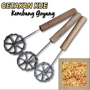 Cetakan Kue Kembang Goyang / Cetakan Kue Kembang Goyang anti lengket Besi kembang goyang Kayu Kitchenware Perlengkapan peyek oyot cetakan  kembang cetakan  peyek