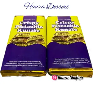 Coklat Dubai Original "PISTACHIO KUNAFE"  Chocolate Viral Lembut Meleleh Dimulut,  Food Cemilan Berat ± 250 gr ,Ukuran 16x8 cm  Makanan Snack Cokelat