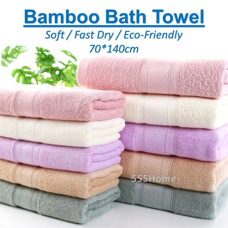 [SG Seller] Bamboo Fiber Bath Towel / Microfibre Bathroom Towel Robe / Hand Face Bathrobe / Eco-Friendly absorbent