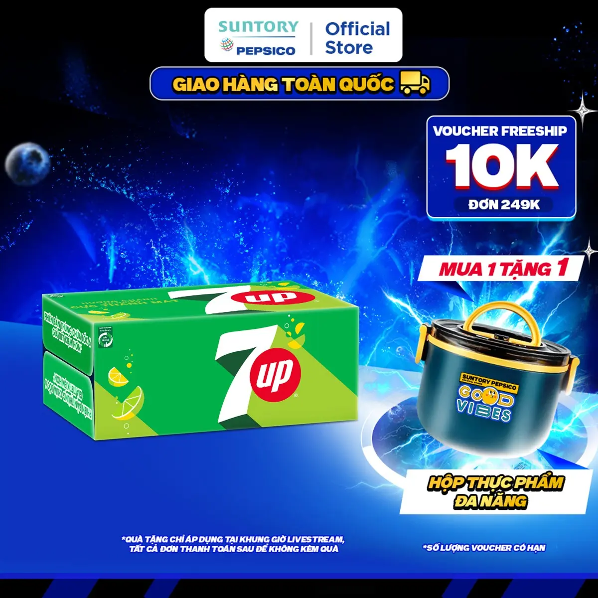 [THỨ 6 SALE]Thùng 24 Lon Nước Ngọt Có Gaz 7Up Xanh (320ml/lon)