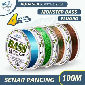 AQUASEA Tali Pancing 4 Warna BASS FLUOROCARBON 100M Alat Ikan Joran Umpan