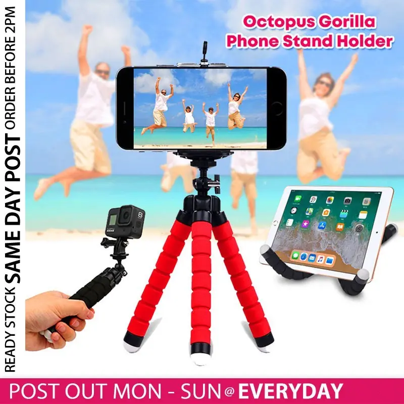 《 60° 》Flexible Octopus Gorilla Stand Adjustable Octopus Tripod Gorillapod Selfie Phone Holder Pemegang Fotografi