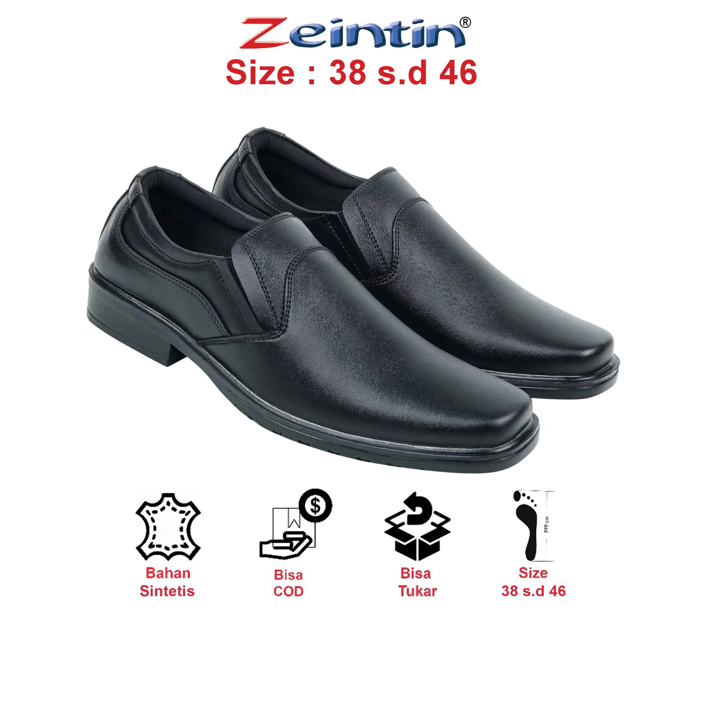 Zeintin - Sepatu Pantofel hitam Pria Round Toe Hak Datar Round Toe Shoes Kerja Fantofel
