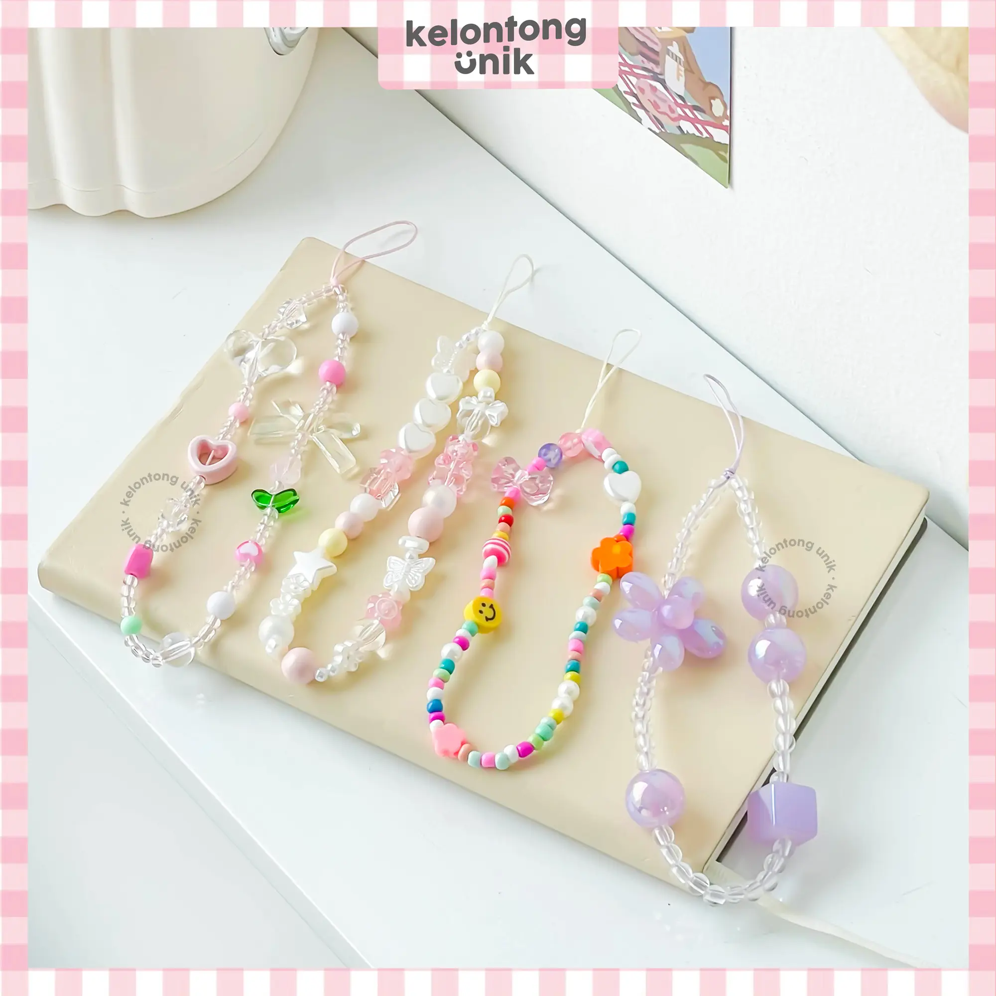 KELONTONG UNIK | Phone Charm/ Gantungan HP Kamera/ Phone String/ Phone Strap Beads/ Tali HP Bracelet Gelang/ Aksesoris HP/ Lanyard HP CAXX Plastik