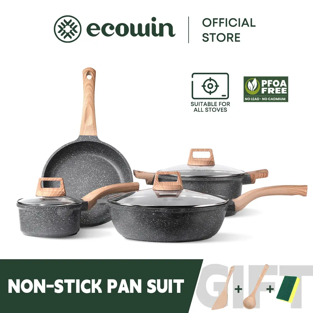 Ecowin Non Stick Pan Fry Pan Cookware，Maifan Stone periuk batu Pan Suit For All Stove