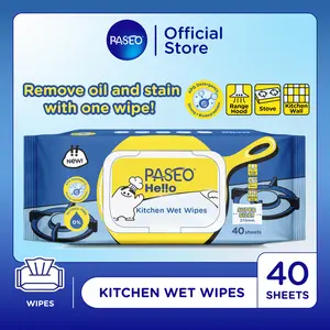 Paseo Hello Kitchen Wet Wipes Cleaning Tissue / Tisu Basah Dapur 40 sheet