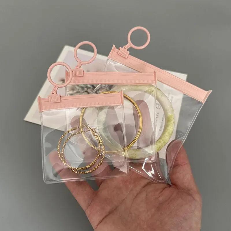 Đáng Yêu Màu Hồng Lưu Trữ Đồ Trang Sức Dây Kéo Túi 10Pcs Xách Tay EVA Nhựa…