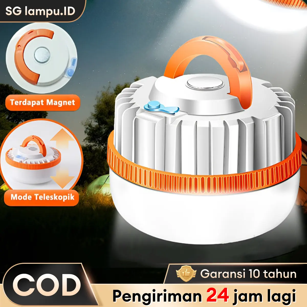 【Garansi 10 tahun】Lampu emergency Lampu Camping Lampu Taman Lampu Tenda Outdoor 600W Magnetik type-c Charger