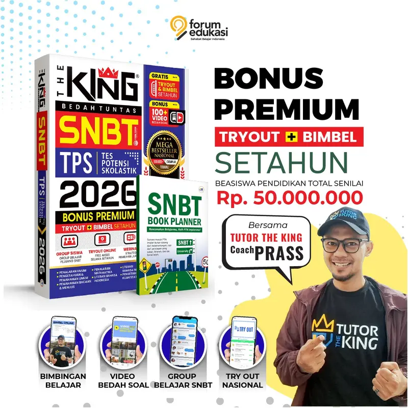[DAPAT TIGA PCS] BUKU THE KING TPS SNBT 7 SUBTES 2026 (BONUS TRYOUT + BIMBEL SNBT)