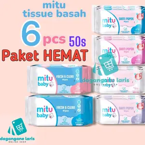 Paket Promo 6pcs/3pack MITU BABY Tisu Basah WIPES 50s TISU BASAH BAYI Tissue Alcohol-Free