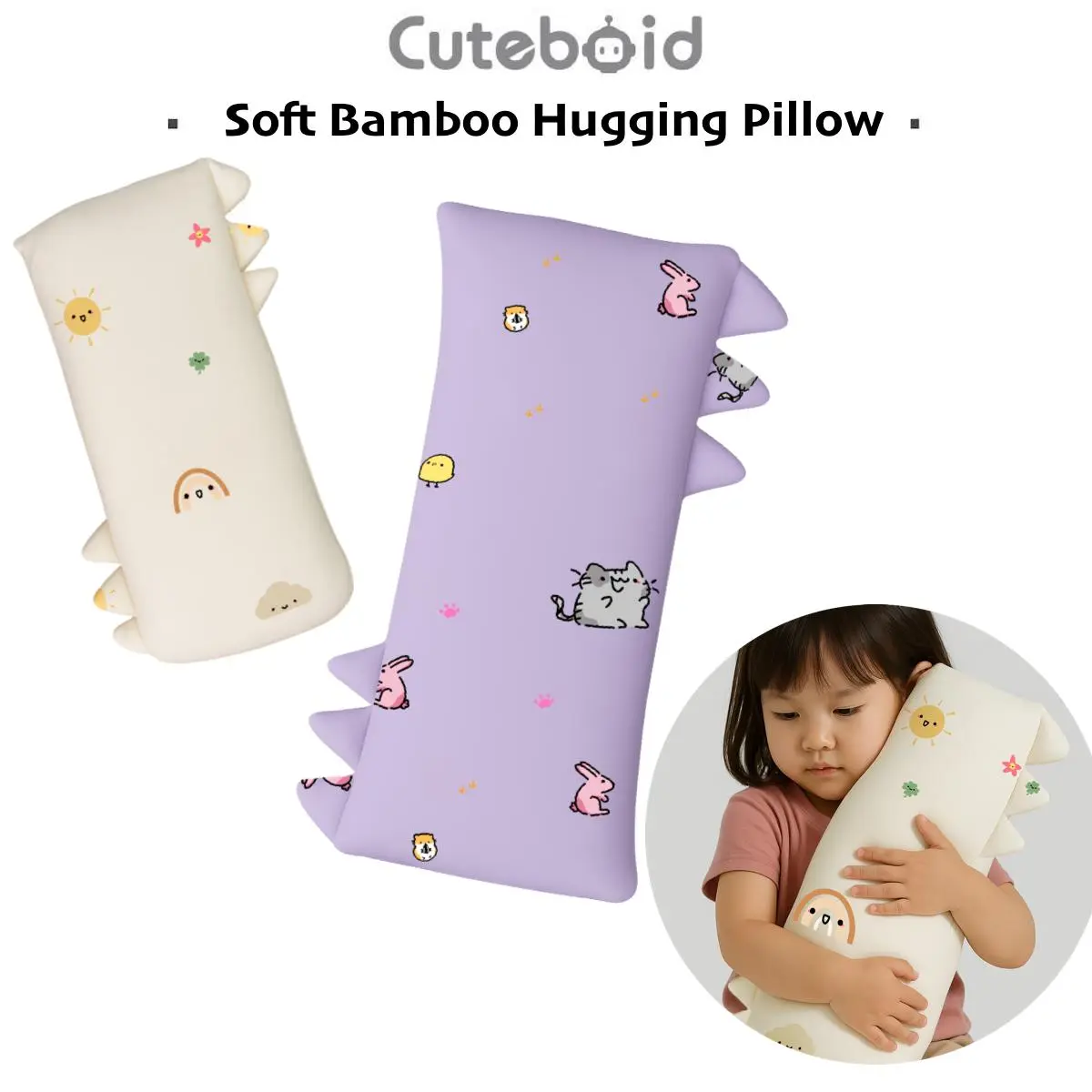 Cuteboid Baby Bamboo Hugging Bolster Pillow Kids Soft Bedtime Pillow HaguHagu Series