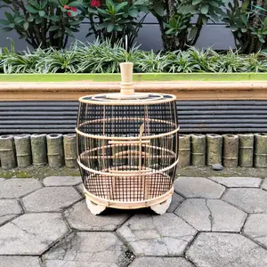 Sangkar Burung Perkutut Minion Bahan Rotan Model Kendang Ambrukan