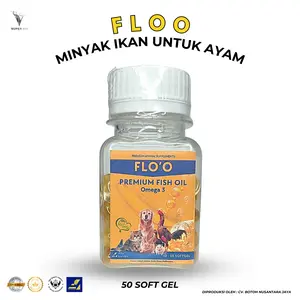 FLOO - Minyak Ikan | Salmon Oil | Fish Oil | Vitamin Ayam, Kucing, Burung, Ayam dan berbagai jenis Hewan Peliharaan- Isi 50 Kapsul