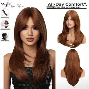 Wig Poni  Samping Layer Belah Tengah Natural Bahan Synthetic Premium Bisa Cuci Catok - kode NW016