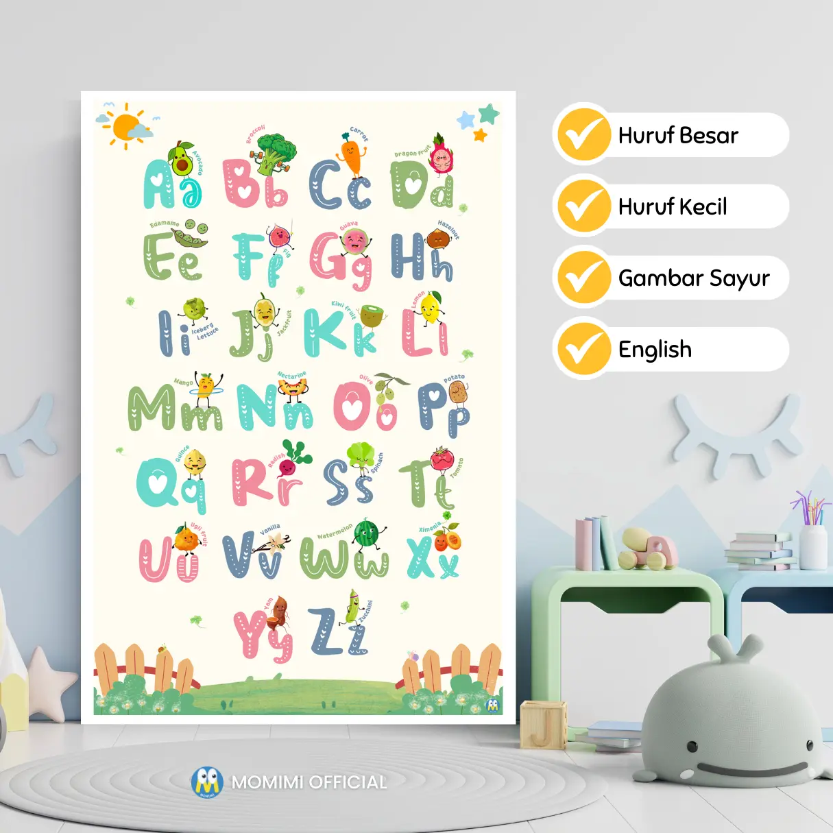 Poster Huruf Alfabet Edukasi Anak Poster Belajar Alphabet Abjad ABCD ...